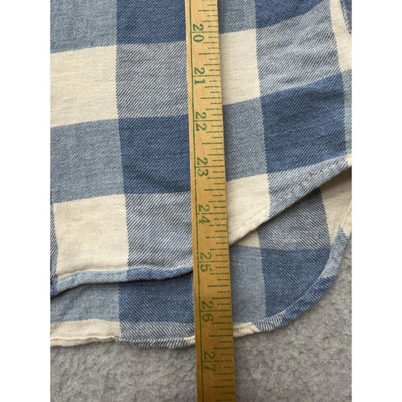 RRL‎ Ralph Lauren Shirt Womens XS Blue Buffalo Check Western Pearl Snap Plaid - Picture 10 of 16